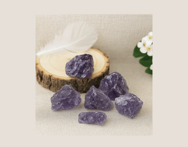 Raw Amethyst crystals with - Grounded Goddess crystal product photo.